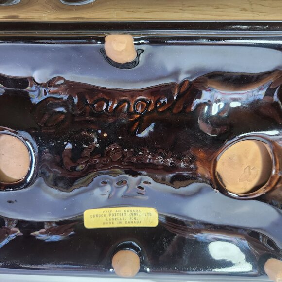 Evangeline Ceramic Ashtray Mid Century Modern Vintage Large Canada Black Orange - Picture 11 of 14